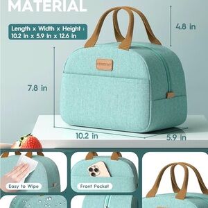 TWO lunch bags -  interior is lined with premium material Gray and Lake Green